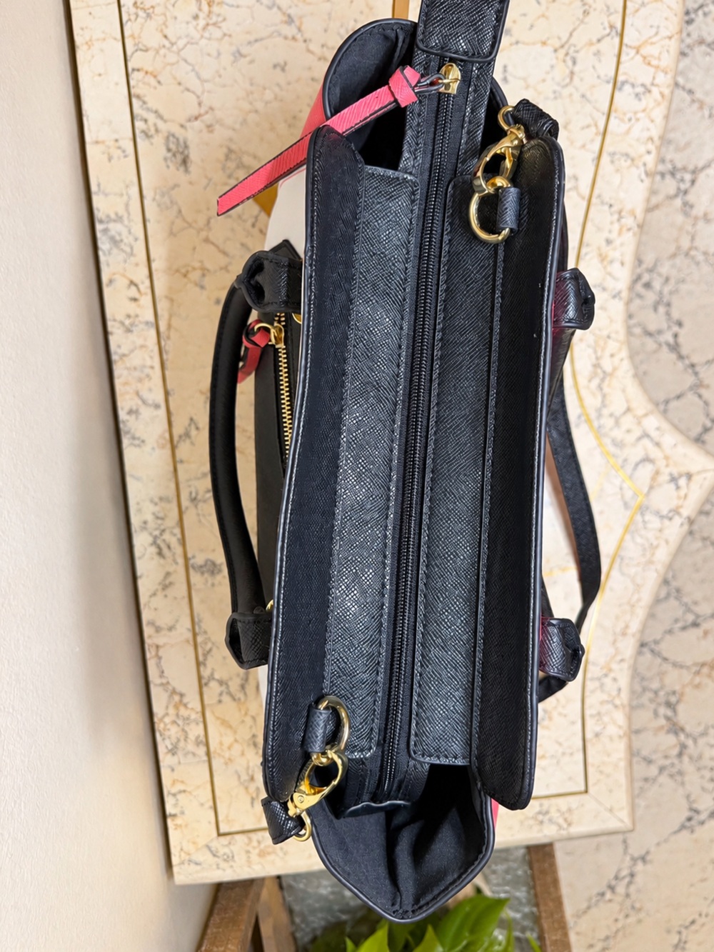 Tricolor Tote Bag - Black White Pink- Comes With Dust bag - Picture 5 of 9
